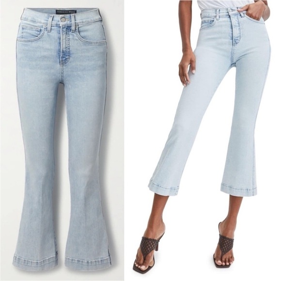 NEW! Veronica Beard- Carson High Rise Ankle Flare Jeans Light Wash Sky Size 31 - Picture 1 of 9
